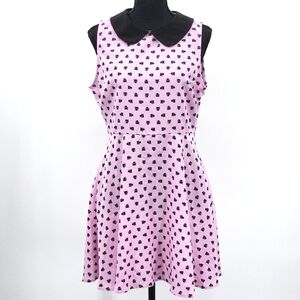 Forever 21 x Sanrio Chococat Sleeveless Fit & Flare Dress Peter Pan Pink & Black